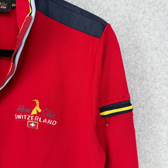 Alpine Club Switzerland Mens VTG Quarter Zip Wind Breaker Pullover Size L Red - Picture 4 of 12